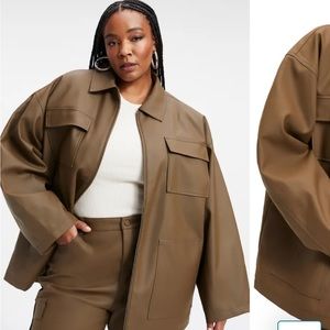 NWT Good American Leather Chore Jacket